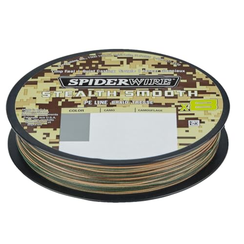 Spiderwire New 2020 Stealth Smooth 8 Geflochtene Schnur 300m, Camouflage, 0.23mm/23.6kg/52lb von Spiderwire