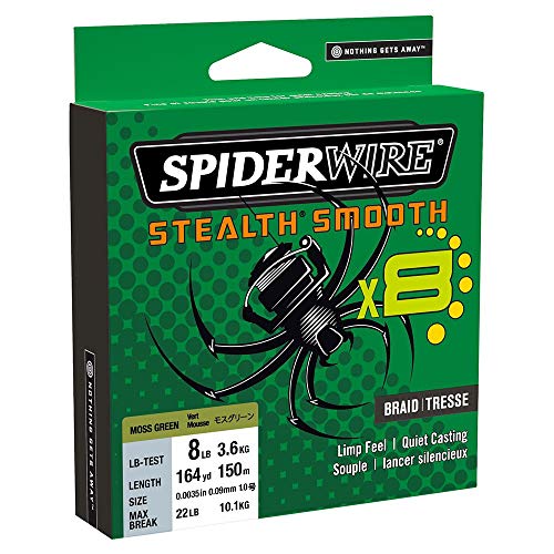 Spiderwire Stealth Smooth 8 New 2020, 150m, Camo, 8-Fach geflochtene Schnur mit Mikrobeschichtung, 0,06mm - 0,39mm, 5,4kg - 46,3kg, Abriebfest (150, 0,05mm - 5,4kg) von Spiderwire
