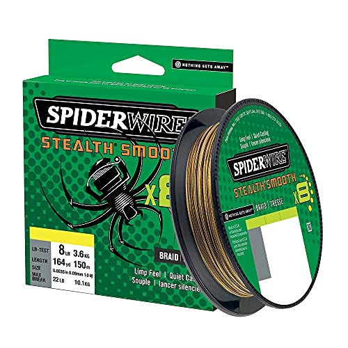 Spiderwire Stealth Smooth 8 New 2020, 150m, Camo, 8-Fach geflochtene Schnur mit Mikrobeschichtung, 0,06mm - 0,39mm, 5,4kg - 46,3kg, Abriebfest (150, 0,13mm - 12,7kg) von Spiderwire