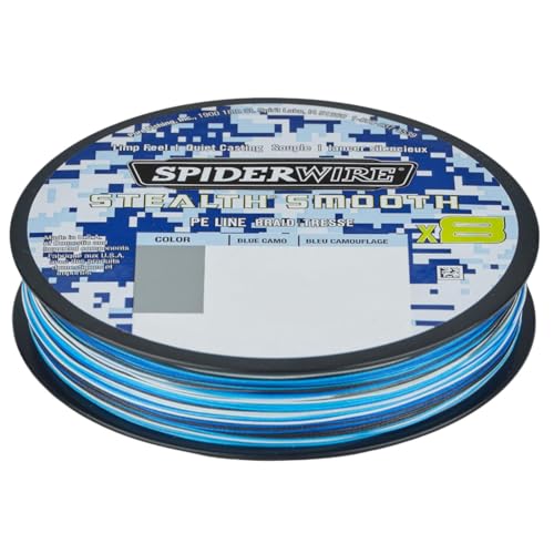 Spiderwire Stealth Smooth 8 New 2020, 300m, Blue Camo, 8-Fach geflochtene Schnur mit Mikrobeschichtung, 0,06mm - 0,39mm, 5,4kg - 46,3kg (300, 0,29mm - 26,4kg) von Spiderwire