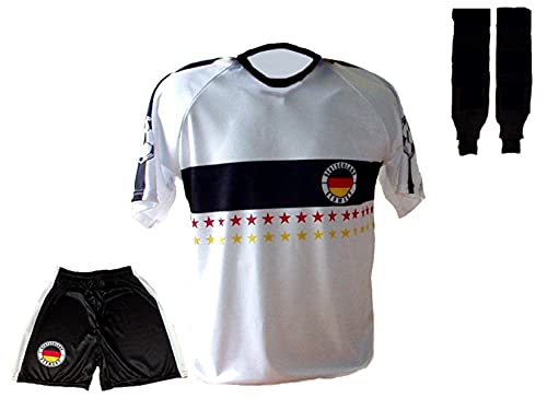 Spielfussballshop Deutschland Trikot Stars Hose Stutzen mit Wunschname Nummer Kinder Größe 140 von Spielfussballshop