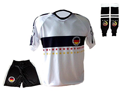 Spielfussballshop Deutschland Trikot Stars Hose Stutzen mit Wunschname Nummer Kinder Größen (152) von Spielfussballshop