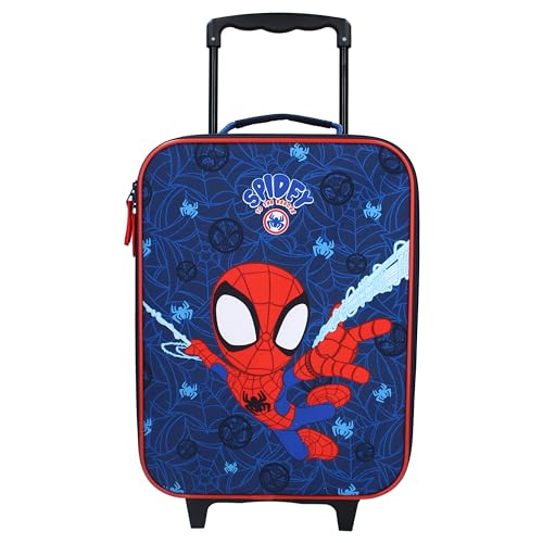 Tassorm Spidey Spiderman Trolley Koffer 12 L Jungen Handgepäck Kinder Kinderkoffer Reisekoffer Spielzeug Kindertrolley Innenmaße: 40 x 30 x 10 cm von Tassorm