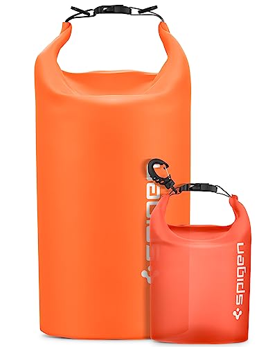 Spigen Aqua Shield wasserdichte Tasche Set [20L+2L] Dry Bag wasserfester Rucksack Beutel für Strand Schwimmen Camping Bootfahren Kajakfahren -Sunset Orange von Spigen