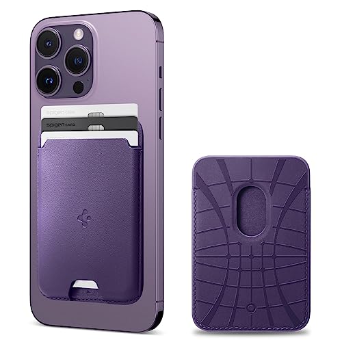 Spigen Valentinus MagFit Magnetischer Kartenhalter 3-Karten Kompatibel mit iPhone 16/15/14/13/12 Modelle Magsafe Wallet - Violett von Spigen