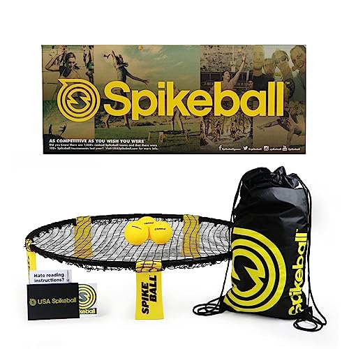 Spikeball-Set mit 3 Bällen - Zum Spielen im Freien, im Haus, im Garten, am Strand, bei Ausflügen, im Park - Turn-/Transportbeutel und Regelheft - Spiel für Kinder, Teenager, Erwachsene von Spikeball