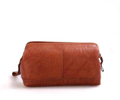Leather Toiletry Bag - Cody - Brandy Cognac Leather Toiletry Bag - Cody - Brandy Cognac von Spikes & Sparrow