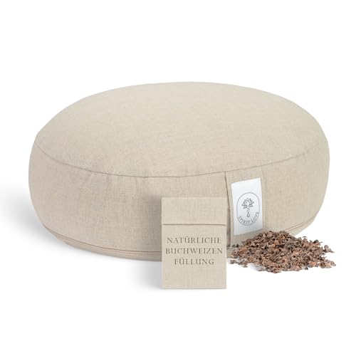 Leinen Yogakissen mit Bio-Buchweizenschalen | Meditationskissen | Anpassbare Füllung mit Reißverschluss und waschbarem Bezug | Sitzkissen Perfekt für bequemes Yoga | 100% Natürlich -L 42x10cm Leinen Yogakissen mit Bio-Buchweizenschalen | Meditationskissen | Anpassbare Füllung mit Reißverschluss und waschbarem Bezug | Sitzkissen Perfekt für bequemes Yoga | 100% Natürlich -L 42x10cm von Spirit Love
