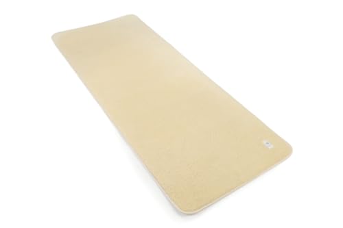 Yogamatte Schafwolle | Natürlich Merino Wolle Trainingsmatte | Yogamatte rutschfest | Hautfreundlich & kuschelig| Perfekt für Meditation, Pilates & Fitnessübungen | Mit Tragetasche - 200x80 cm Natur von Spirit Love