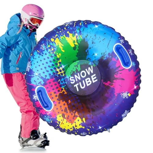 Spizummp Aufblasbarer Schneerohr, kältebeständiges Schlittenrohr Snow Tube Aufblasbarer Schlitten, Heavy Duty PVC Snow Tubes Schlitten mit Griffen, Schneespielzeug für Familienaktivitäten Outdoor-Spaß von Spizummp