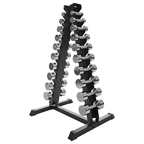 Kurzhantel-Ständer-Set mit 10 Paar Chrom Hanteln, 1-10 kg, LxBxH 74x62x128 cm Kurzhantel-Ständer-Set mit 10 Paar Chrom Hanteln, 1-10 kg, LxBxH 74x62x128 cm von Sport-Tec