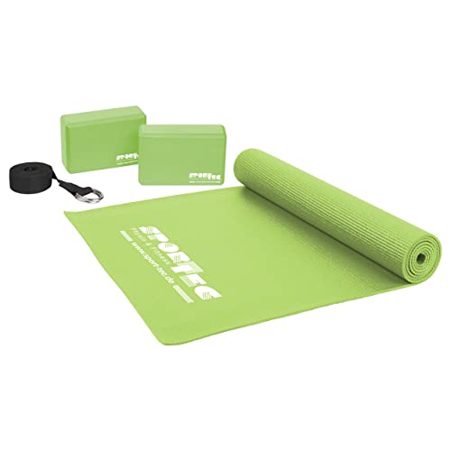 Yoga Starter Set, Matte, Block, Gurt, Pilates, Gymnastik, Fitness, Stretch, Balance, Sport, 4-tlg von Sport-Tec