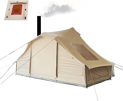 Sport Tent 4 Jahreszeiten Zelt Wasserdicht Campingzelt Familienzelt Baumwolle Segeltuch Jurte Zelt Transparentes Dach Rundzelt mit Holzofenloch & Oberlicht Stehhöhe für 6-8 Personen Glamping von Sport Tent