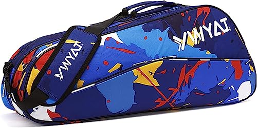 Sport Tent- Schlägertasche wasserdichte Tennistasche Tragbare Squashtasche Große Badmintontasche Racketbag für 6 Schläger Badminton Tennisausrüstung Sport Reisetasche Graffiti Blau von Sport Tent