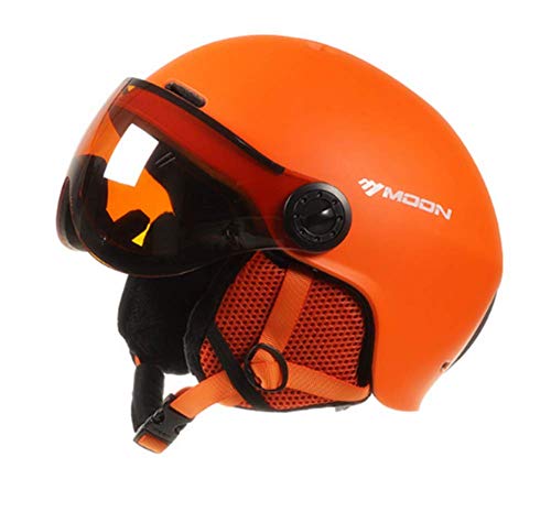 Sport Tent Skihelm Herren Damen Snowboardhelm Visier Schnee Sports Helm mit Abnehmbaren Skibrille (M, Orange) von Sport Tent