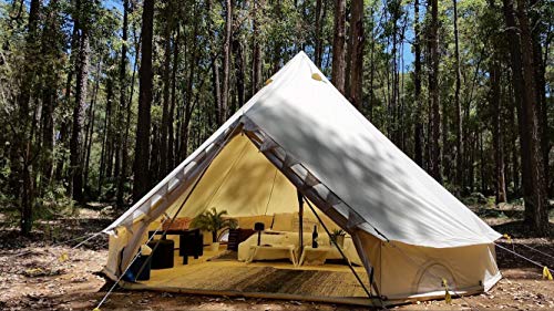 Sport Tent wasserdichte Campingzelt Familienzelt Baumwolle Tipi Zelt mit Herdheber/Lochrohrentlüftung Indiana Zelt 6M Bell Tent Teepee Pyramidenzelt,6M von Sport Tent