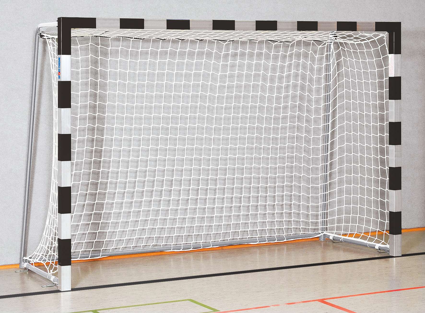 Sport-Thieme Handballtor in Bodenhülsen stehend, 3x2 m, Schwarz-Silber, Verschweißte Eckverbindungen von Sport-Thieme