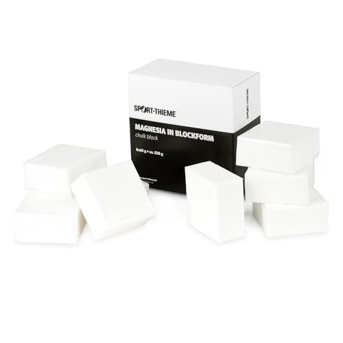 Sport-Thieme Magnesia in Blockform | 520 g Sparset mit 8 Ziegel je 65 g | 100% Magnesiumcarbonat | Ideal für Klettern, Krafttraining, Turnen, Leichtathletik | Markenqualität von Sport-Thieme