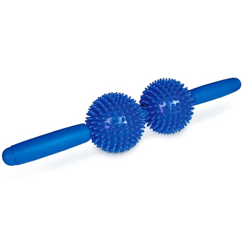 Sport-Thieme Massagestab Duo | Igelbälle für Tiefe Muskellockerung | Großflächige Körpermassagen | Drehbar | 43 cm Länge | 9 cm Durchmesser | Blau | Kunststoff von Sport-Thieme