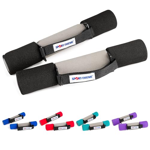 Sport-Thieme Softgrip Hantel Set | Aerobic-, Walking-, Gymnastik- Kurzhantel | 5 Gewichtsklassen: 0,5kg - 3kg | Hand- u. Fuß-Schlaufen, Soft-Grip Gummi, Metallkern | Markenqualität von Sport-Thieme