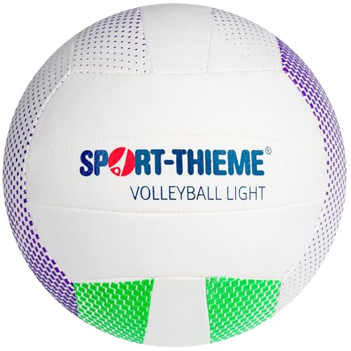 Sport-Thieme Volleyball Light | Trainingsball für Anfänger | Größe 5 | 190 g | Umfang 67 cm | Weiß-Grün-Violett | Polyurethan | Indoor | Genäht von Sport-Thieme