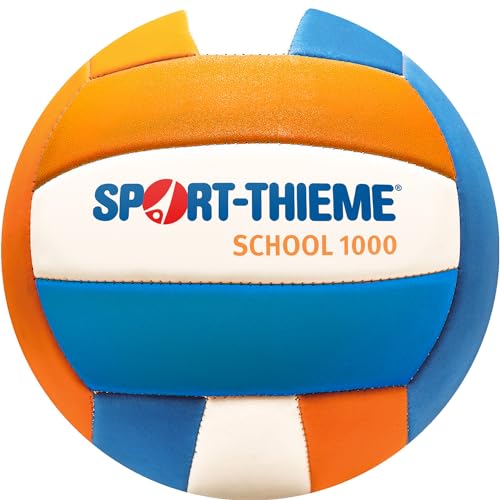 Sport-Thieme Volleyball School 1000 | Trainingsball Größe 5 | Weich & robust | Offizielles Gewicht | Orange-Weiß-Blau | Eva-Schaum | Ohne Struktur | Indoor | Genäht von Sport-Thieme