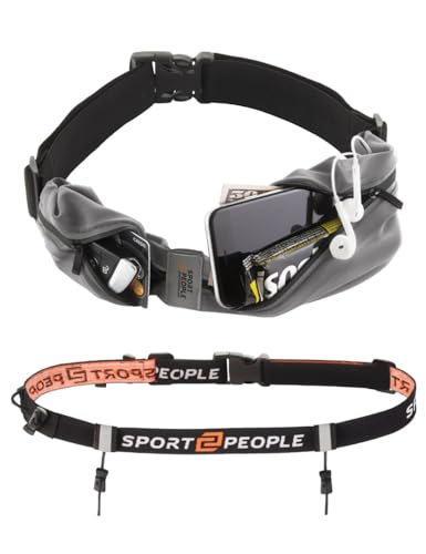 sport2people wasserdichte Laufgürtel für Handy, Lauftasche Jogging, Bauchtasche, Sportgürtel, Running Belt zum Joggen, Laufen, Sport, Fitness, Radfahren, passend für alle Smartphones, 70-103 cm von sport2people