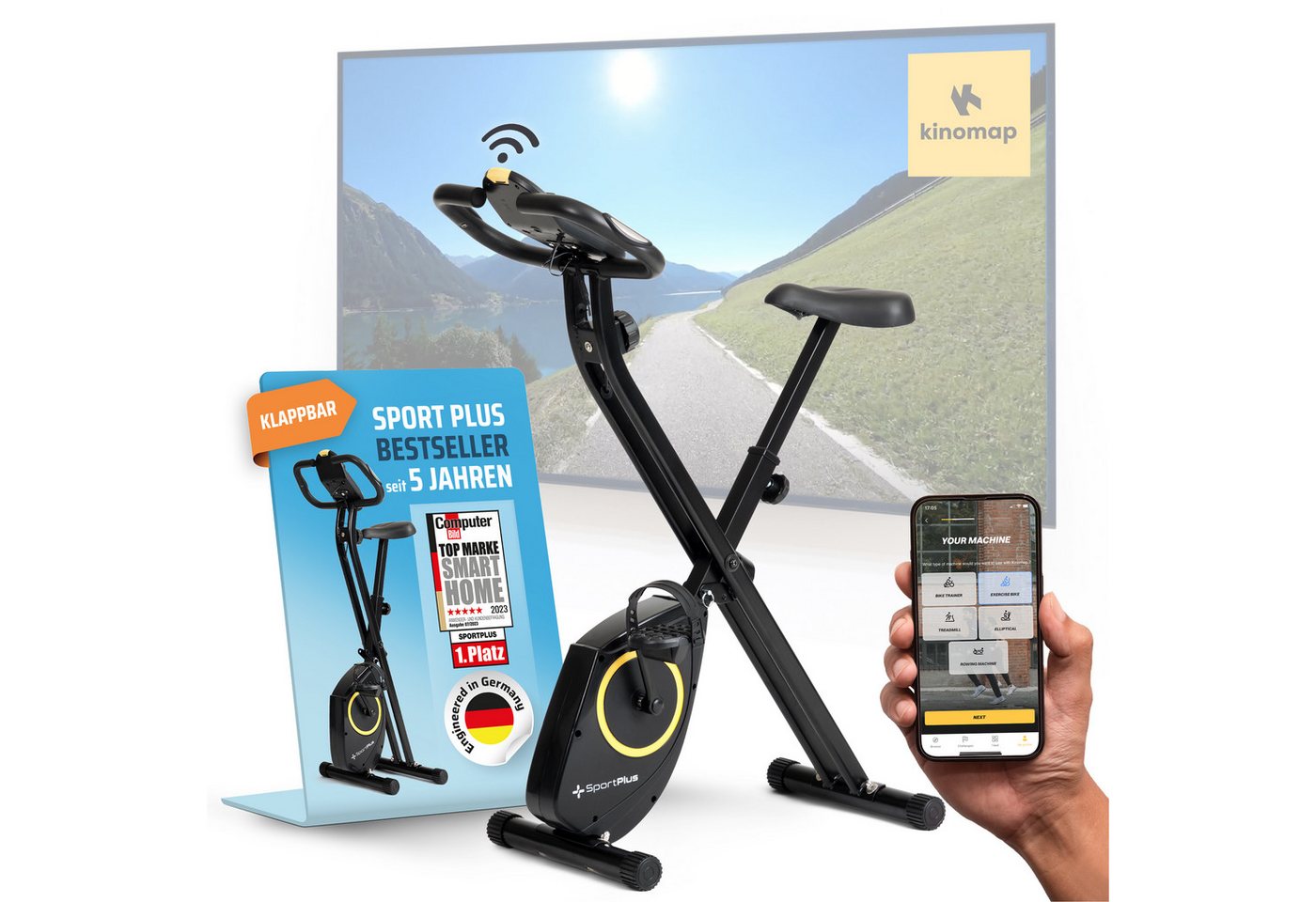 SportPlus Heimtrainer SP-HT-1200-B-iE, klappbar, 8 Widerstandsstufen, schwarz, X-Bike SportPlus Heimtrainer SP-HT-1200-B-iE, klappbar, 8 Widerstandsstufen, schwarz, X-Bike von SportPlus
