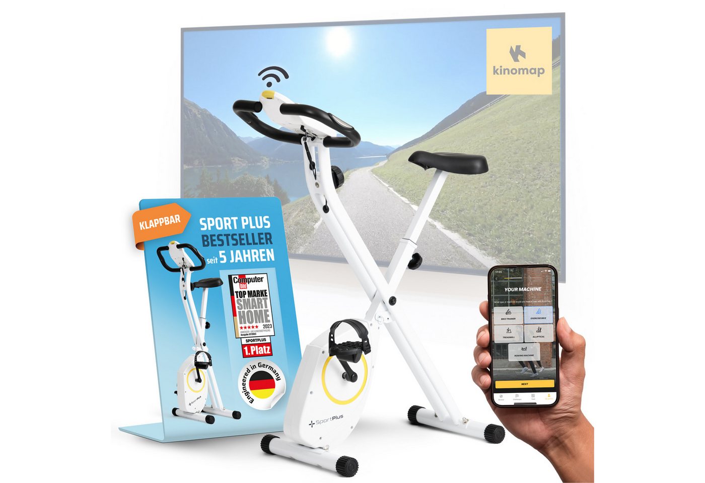 SportPlus Heimtrainer SP-HT-1200-W-iE, X-Bike, klappbar, 8 Widerstandsstufen, weiß SportPlus Heimtrainer SP-HT-1200-W-iE, X-Bike, klappbar, 8 Widerstandsstufen, weiß von SportPlus