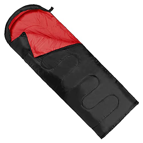 DREI-Jahreszeiten-Ultraleichter - Schlafsack für Camping Sommer Mumienschlafsack Ultraleicht Outdoor-Komforttemperatur 1 ° C bis 20 ° C - Unisex 210 x 75 cm (Schwarz-Rot) von SportVida