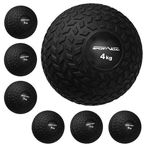 Slam Ball Gummi Medizinball. Fitnessball Gewicht 2-8 kg mit Griffiger Oberfläche. Durchmesser Medizinballs 23 cm. rutschfest Trainingsball für Sport. (4 KG) von SportVida