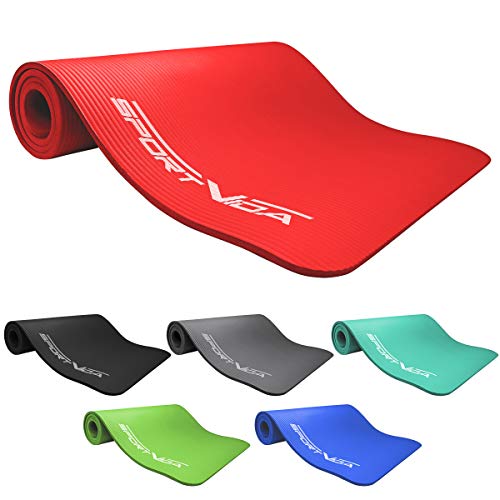 SportVida Yoga Matte Rutschfest Extradick - Yogamatte mit Weicher Schaum - NBR Matte - Dicke Turnmatte für zuhause Training mit Tragegurt - Sportmatte - Fitnessmatte (Rot, 180 x 60 x 1.5 cm) von SportVida