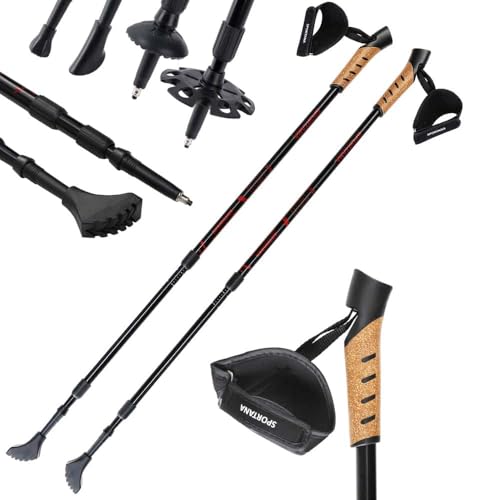 SPORTANA® Nordic Walking Stock Teleskopstock 5 Aufsätze Anti-Shock Federung Wandern Wanderstöcke Trekkingstöcke Rot SPORTANA® Nordic Walking Stock Teleskopstock 5 Aufsätze Anti-Shock Federung Wandern Wanderstöcke Trekkingstöcke Rot von Sportana