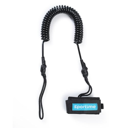 Sportime SUP Leash |Surfboard Leine | Sicherheitsseil | Elastische Fußschlaufe | Stand Up Paddling | Klettverschluss | Ankle Straß | Nylon, Neopren, Metall | Markenqualität von Sportime