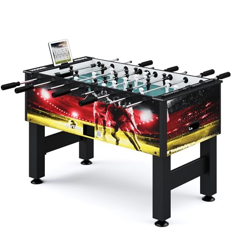 Sportime Tischkicker Connect & Play | Profi Kickertisch mit App-Funktion | Laminiertes Spielfeld, Gleitlager, Niveauausgleich, Zählwerke | In versch. Farben | 142x75x87,5 cm | 63 kg von Sportime