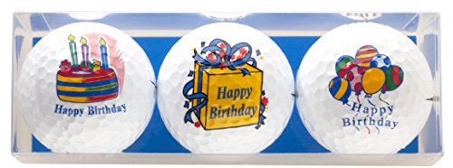 Zum Geburtstag - Golf-Geschenkset " HAPPY BIRTHDAY " bestehend aus 3 bedruckten Golfbällen - ein tolles Geschenk / Geburtstagssgeschenkfür jeden Golfer von Sportiques