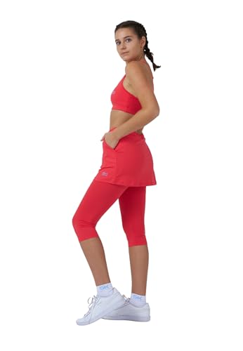 Sportkind Mädchen & Damen 2-in-1 Tennisrock mit Taschen & 3/4 Capri Leggings, Laufrock, Yogahose mit Rock, Sport Skapri, pfirsich, Gr. S Sportkind Mädchen & Damen 2-in-1 Tennisrock mit Taschen & 3/4 Capri Leggings, Laufrock, Yogahose mit Rock, Sport Skapri, pfirsich, Gr. S von Sportkind