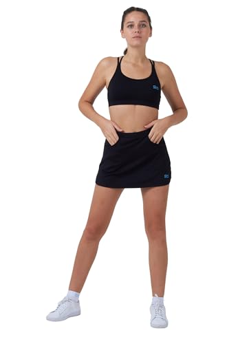 Sportkind Mädchen & Damen Classic Tennis, Hockey, Golf Skort, Rock mit Taschen & Innenhose, atmungsaktiv, UV-Schutz, schwarz, Gr. S von Sportkind