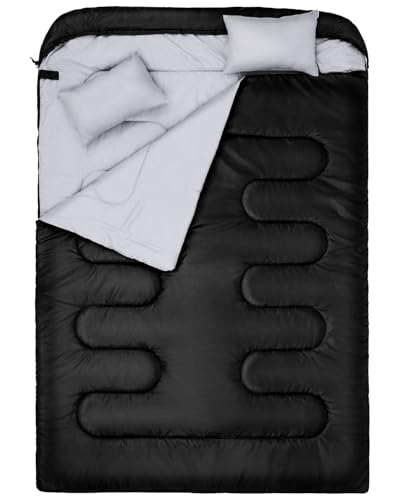 Schlafsack Outdoor: Sportneer Schlafsäcke 2 Personen Doppelschlafsack 220x150cm, 3.5kg mit 2 Kissen, Vier Doppel Zippern, Erwachsene Deckenschlafsack für Familie, Schwarz Schlafsack Outdoor: Sportneer Schlafsäcke 2 Personen Doppelschlafsack 220x150cm, 3.5kg mit 2 Kissen, Vier Doppel Zippern, Erwachsene Deckenschlafsack für Familie, Schwarz von Sportneer