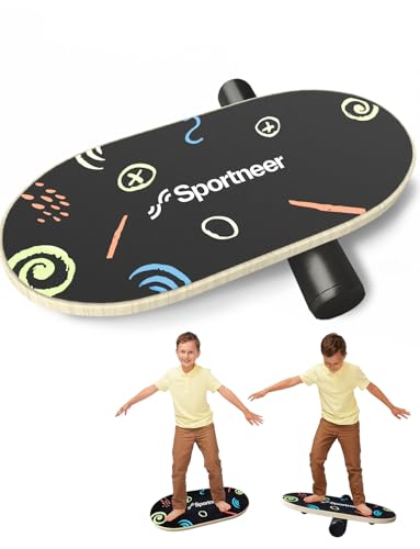 Sportneer Balance Board – 2-in-1 Wackelbrett in kleiner Größe mit verstellbaren Stoppern, Trainingstrainer für Gleichgewicht und Stabilität, Surftrainer und Physiotherapie – speziell für Kinder von Sportneer