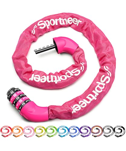 Sportneer Fahrradschloss Zahlenschloss mit Zahlen und hoher Sicherheitsstufe Kettenschlösser Fahrrad 5-stellige Rückstellbar Radabsperrung mit Kette aus Gehärtetem Stahl 100-120CM Sportneer Fahrradschloss Zahlenschloss mit Zahlen und hoher Sicherheitsstufe Kettenschlösser Fahrrad 5-stellige Rückstellbar Radabsperrung mit Kette aus Gehärtetem Stahl 100-120CM von Sportneer