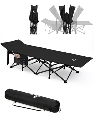 Sportneer Feldbett Gästebett Klappbar, Feldbett Klappbar 188 x 71 x 37 cm bis 204 kg Campingbett Extra Breit mit Transporttasche für Camping Reisen Garten Outdoor Indoor (schwarz) von Sportneer