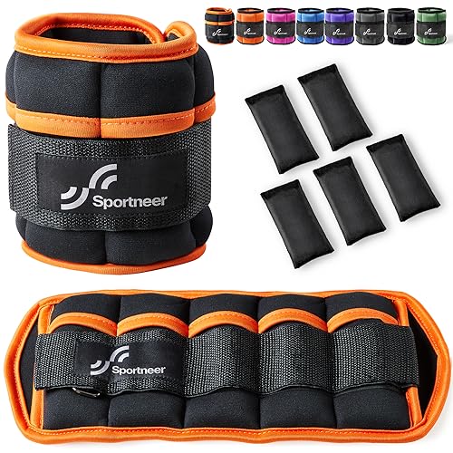 Sportneer Gewichtsmanschetten, Verstellbares Fußgelenkgewichte Set, Fuß-/Handgelenkgewicht Manschetten, 0,23kg bis 0,9kg, pro Knöchel, 0,45-1,8 kg pro Paar von Sportneer