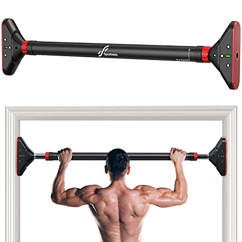 Sportneer Klimmzugstange Türrahmen, Pull Up Bar Tragkraft bis 200 Kg, Reckstange Türrahmen Ohne Schrauben 75-94 cm Ausziehbar, Türreck mit 16,5x4,5 cm PVC-Matten & Neues 360° Drehbares Zahnradschloss von Sportneer