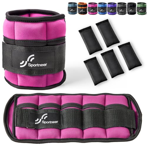 Sportneer verstellbare Gewichtsmanschetten für Fuß- oder Handgelenk, 0,23-1,6 kg pro Knöchel, 0,46-3,2 kg pro Paar, PINK& SCHWARZ von Sportneer