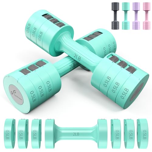 Verstellbare Hanteln 2er Set: Sportneer 0,9-4,5 kg (je 0,9-2,3 kg) Handgewichte Freie Gewichte Set für Damen Herren Senioren Workout Krafttraining für Home Gym Equipment Krafttraining von Sportneer