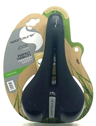 Sportourer Herren FLX Man Gel Flow Hi-Viz Fahrradsattel, schwarz, One Size Sportourer Herren FLX Man Gel Flow Hi-Viz Fahrradsattel, schwarz, One Size von Sportourer
