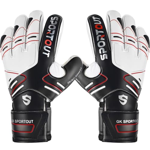 Sportout Torwarthandschuhe, Fußballhandschuhe mit Fingersave, Torwarthandschuhe Herren, Torwarthandschuhe Kinder mit rutschfeste 4mm Latex, Torwart Handschuhe für Kinder, Erwachsene und Jugendliche Sportout Torwarthandschuhe, Fußballhandschuhe mit Fingersave, Torwarthandschuhe Herren, Torwarthandschuhe Kinder mit rutschfeste 4mm Latex, Torwart Handschuhe für Kinder, Erwachsene und Jugendliche von Sportout
