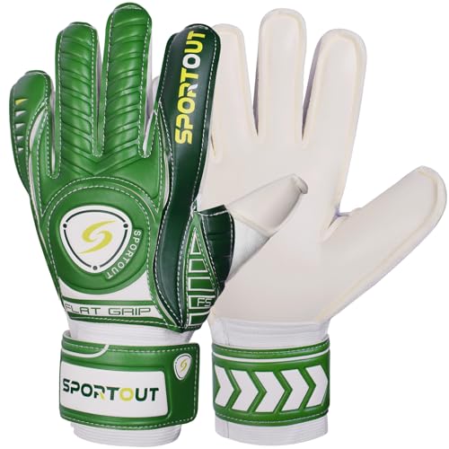 Sportout Torwarthandschuhe mit Fingersave, Fußballhandschuhe, Torwarthandschuhe Herren, 4mm Latex, für Kinder, Erwachsene und Jugendliche von Sportout