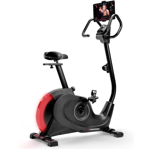 Ergometer Heimtrainer SPORTSTECH ESX600s | Indoor Cycling Bike 10kg Schwungmasse mit LED | 360° Tablet-Halterung | Exercise Bike | Deutsche Qualitätsmarke | Trainingsgeräte für das Ausdauertraining von Sportstech